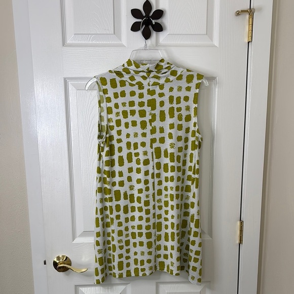 Chalet et ceci Green Patterned Sleeveless Tunic Top Oversized Sm Fits Med - Picture 4 of 9